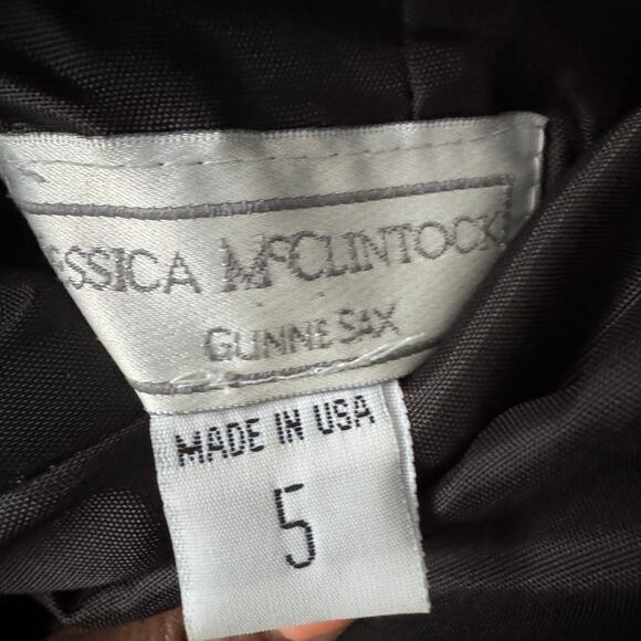 Jessica McClintock Gunne Sax Dress Junior 5 Black Satin Long Fitted Evening Prom - Picture 4 of 12